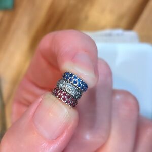 Pandora red white and blue pave spacers
